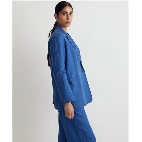 NEW Madewell Double-Breasted Crossover Blazer Jacket Notch Lapel Bluestone Large - Picture 3 of 7